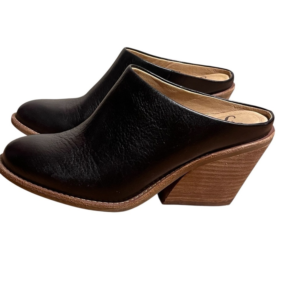 Sofft Black Leather Tasha Mule Stacked Heel Padded Insole Sz. 7